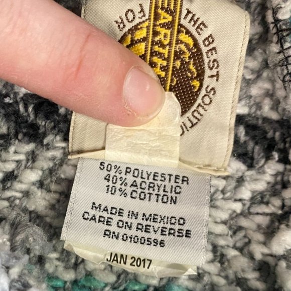 Earth Ragz Womens S Baja Mexican Hoodie Mint Gray Kangaroo Pocket Drug Rug - Picture 6 of 8